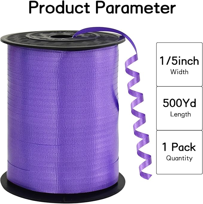 BEISHIDA 500 Yards Matte Purple Ribbon Curling Crimped Ribbon Balloon String - Image 2