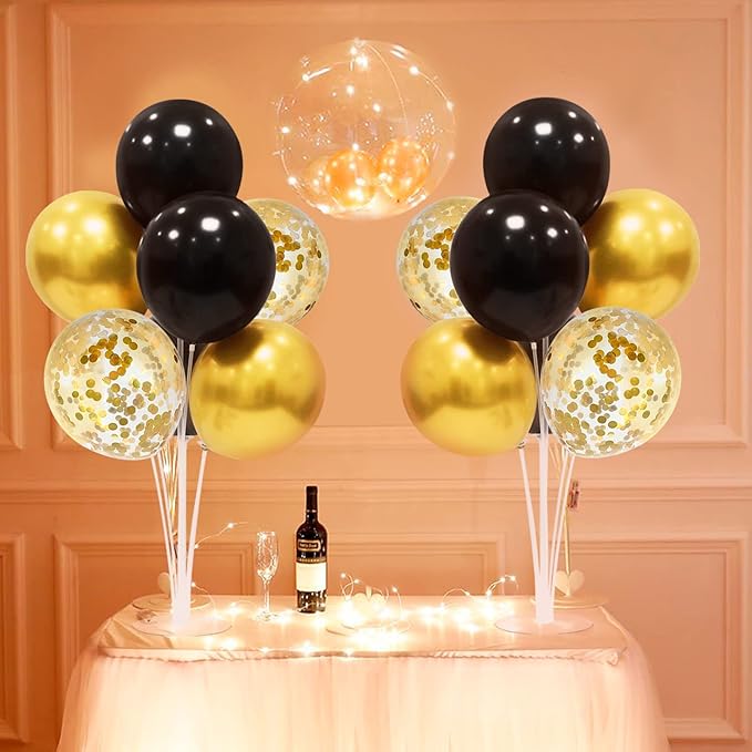 Black and Gold Party Decorations Balloon Stand Table Centerpieces - Image 5
