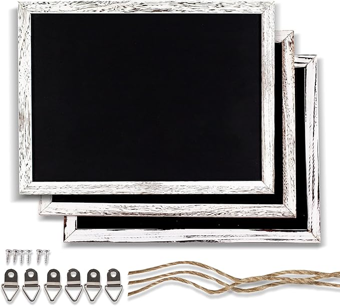 Chalkboard 12x16 inches, 3 Pack Non-Magnetic Blackboard, Rustic White Wooden by Reatong