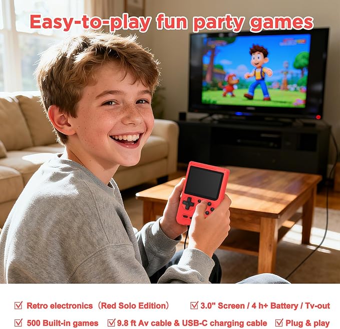 Retro Handheld Game Console, 3-inch Portable Game Console - Image 4