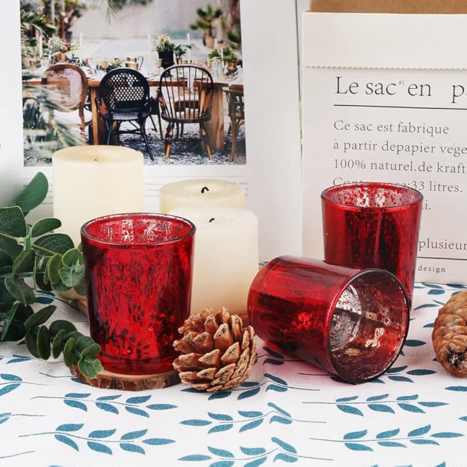 Red Mercury Glass Tea Light Holders Set of 36 - Image 6
