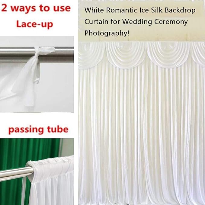MYOYAY Luxury Ice Silk Backdrop Curtains 10x10ft Wedding Stage Backdrop Drapes - Image 4