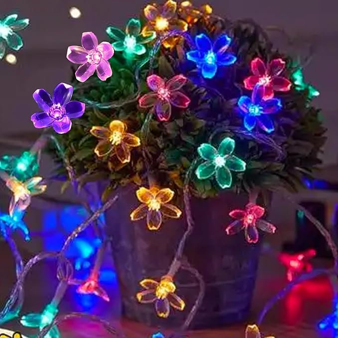 Battery Operated and USB Plug in Fairy Flower String Lights, 10ft 30 LED Cherry - Image 4