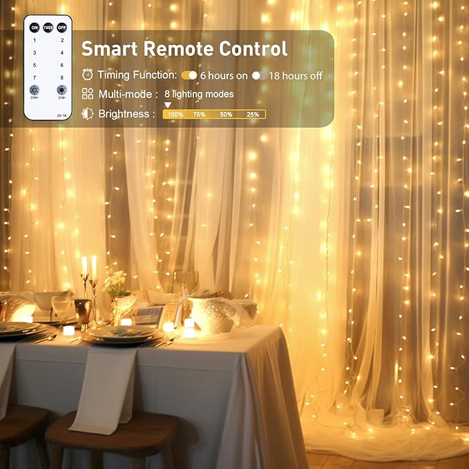 JMEXSUSS 900 LED Outdoor Christmas Curtain Lights, 9.5x29.5ft Christmas Lights - Image 5