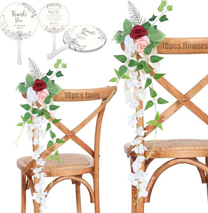 Wedding Aisle Decorations Set of 10 Chair Back Flowers Floral Pew Wedding by Senseya