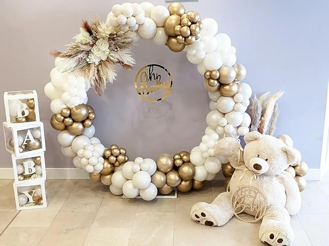 White and Gold Balloons Arch Kit, Baby Shower, Birthday Party Decorations - Image 7