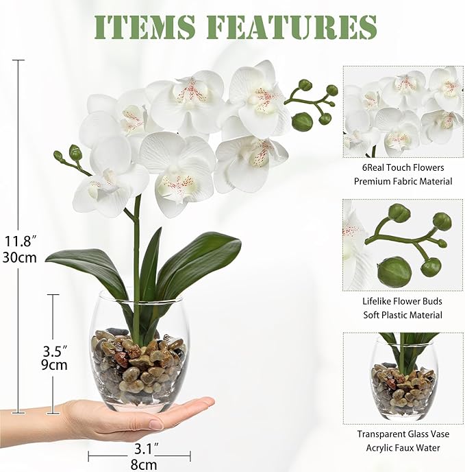White Orchids Artificial Flowers - Image 2