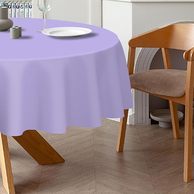 QIKSION Lavender Round Tablecloth 6 Pack, 84 Inch Plastic Table Cover Disposable - Image 3