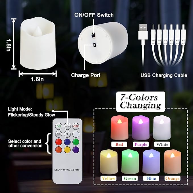 FREEPOWER Rechargeable Color Changing Tea Lights Candles - Image 3