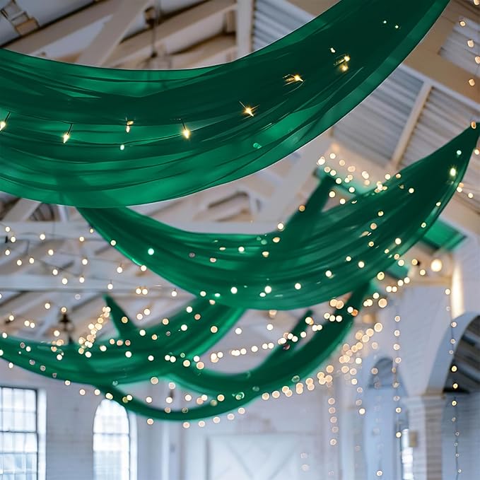 6 Panels Emerald Green Ceiling Drapes - Image 5