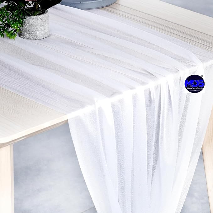 MDS 15 Pack 10ft Chiffon Table Runner 29 x 120 Inches Sheer Wedding Runner - Image 3