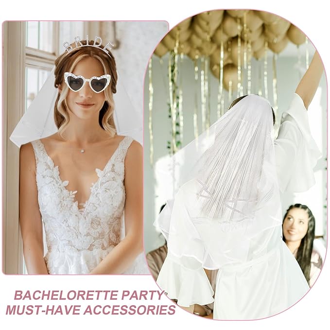 Bride Heart Sunglasses Bride Headband & Veil Set - Image 4