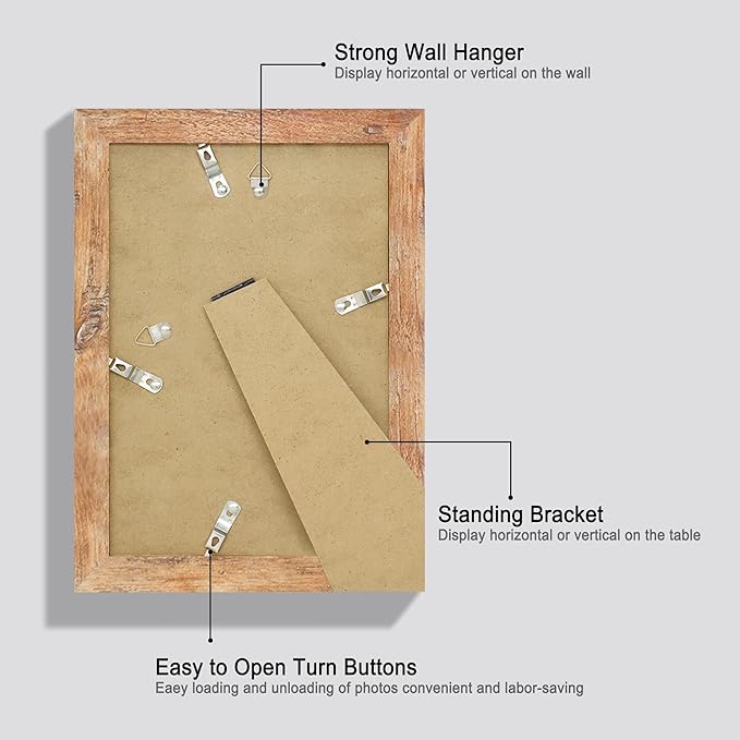 6x9 Picture Frame Set of 4, High Definition Real Glass Rustic Brown Frame - Image 5
