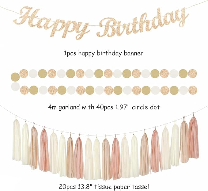 Champagne-Gold Beige 21st Happy-Birthday Party-Decorations - Image 3