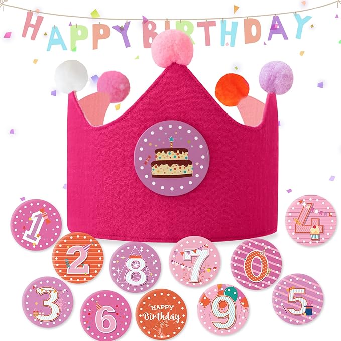 Reusable Birthday Crown with Numbers, Kids Birthday Hat Fabric Crown Pertain by Ulibanner