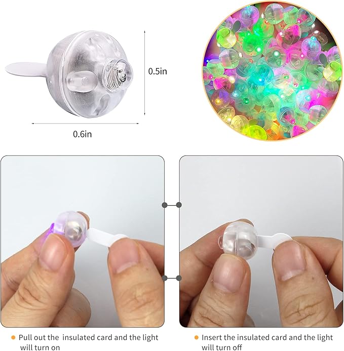 200pcs Multicolor LED Balloon Light, Rainbow Colored Round Led Flash Mini Ball - Image 2