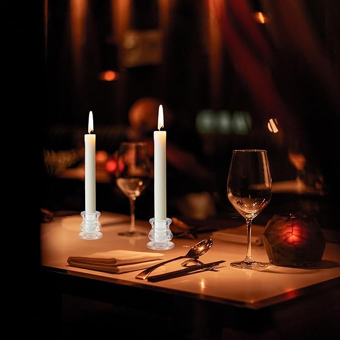 Garvee 24PCS Clear Glass Candlestick Holders Bulk, 2.2" H Taper Candle Holders - Image 5