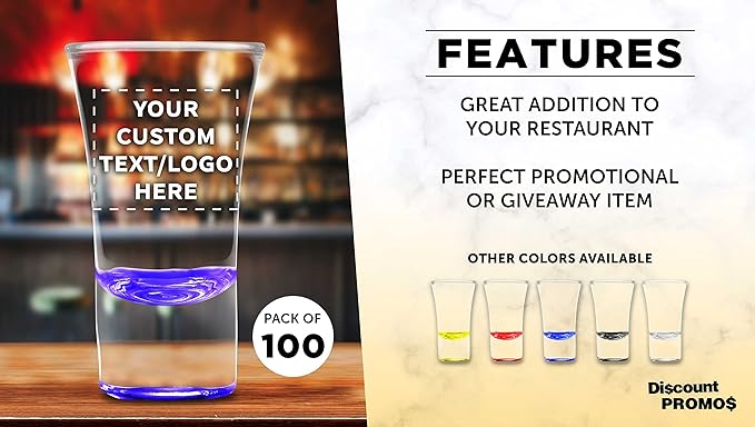 Custom 2 oz. Lord Shooter Etched Shot Glasses, 100 pack, Personalized Text - Image 2
