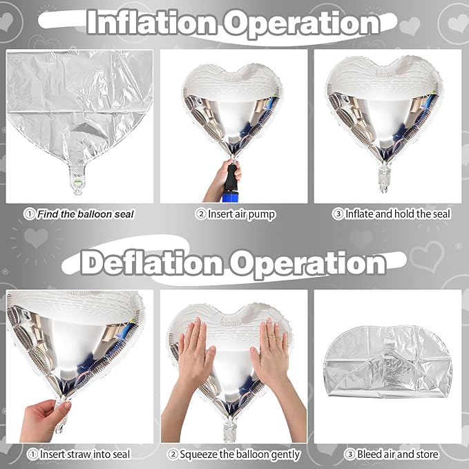 Silver Heart Foil Balloons, Graduation, New Year Party Decor - Image 6