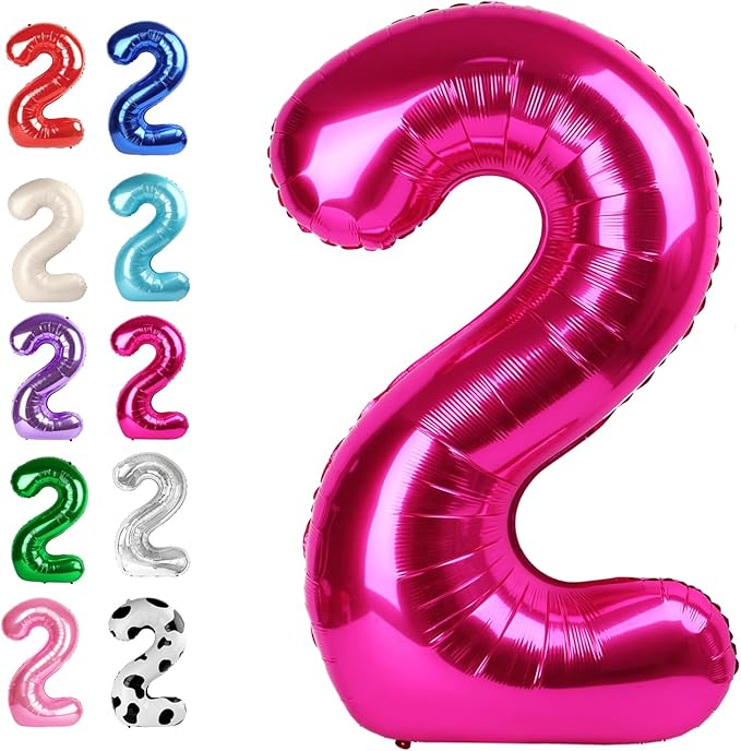 40 Inch Big Hot Pink Number 2 Balloon Birthday Decoration, Number 2 Helium by Upgesy