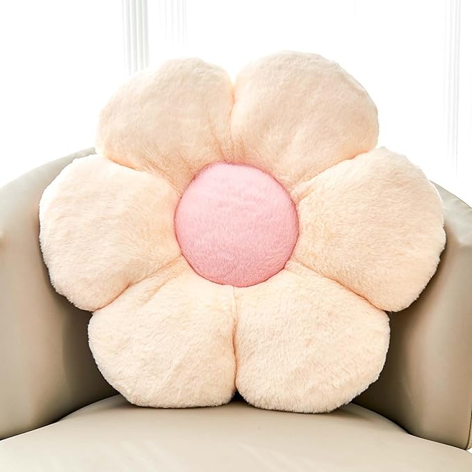 Beige Flower Pillow, Cute Decorative Flower Shaped Throw Pillow by Kcvvcr