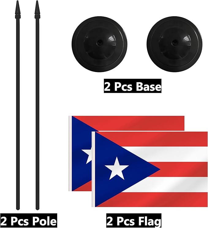 2 Pack Puerto Rico Desk Flag Set, Puerto Rican Desktop Small Miniature Table - Image 6