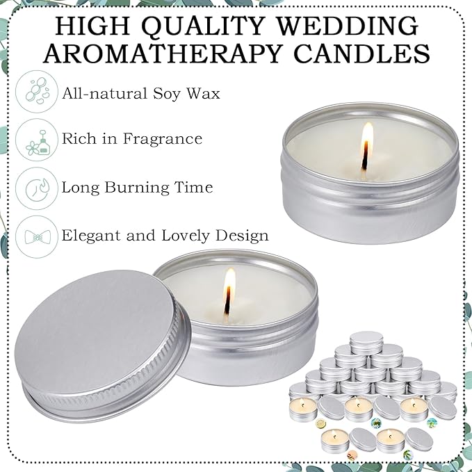 MTLEE 50 Pcs Wedding Scented Candles Gift Travel Tin Candle Aromatherapy Candle - Image 7