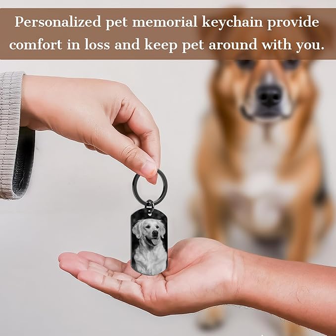 Custom Dog Memorial Photo Keychain Personalized Sympathy Gifts - Image 2