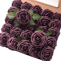 Floroom Artificial Flowers 25pcs Real Looking Plum Foam Fake Roses by Floroom