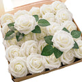 Floroom Artificial Flowers 50pcs Real Looking Ivory Foam Fake Roses by Floroom
