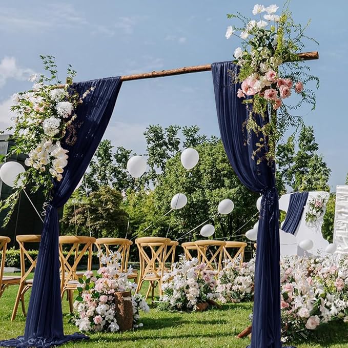 Navy Blue Wedding Arch Draping Fabric 2 Panels 29" x 20 FT Navy Wedding Drapes by DeZerlor