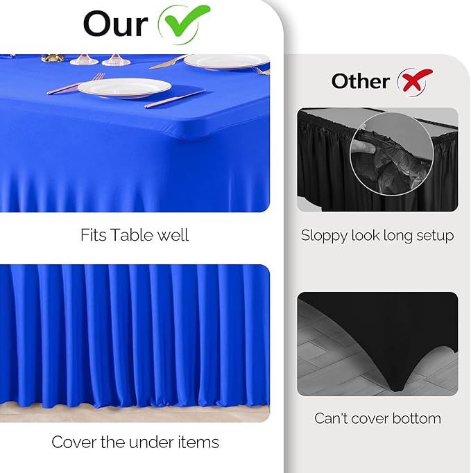 Wish Care 6 Pack Royal Blue Spandex Table Clothes - Image 7