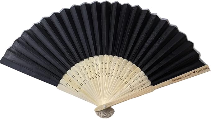 200Pcs Personalized Silk Fans Folding Hand Fan, Custom Wedding Bridal Party - Image 8