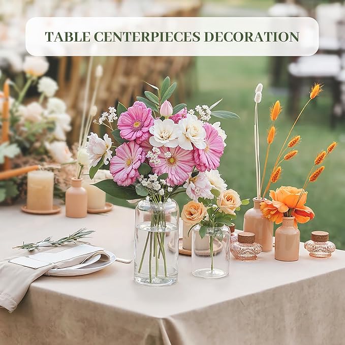 Set of 24 Clear Glass Vases Cylinder Flower Vase - Image 5