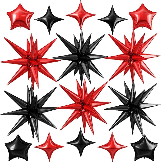 Red Black Star Balloon by Cledeco