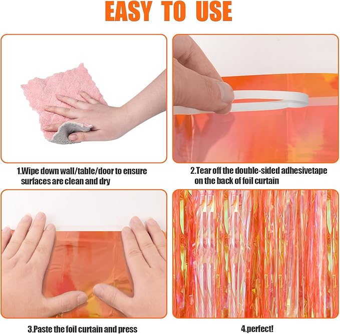 CANREVEL 2 Pack 3.2x6.5 Feet Iridescent Foil Fringe Backdrop Curtains, - Image 3