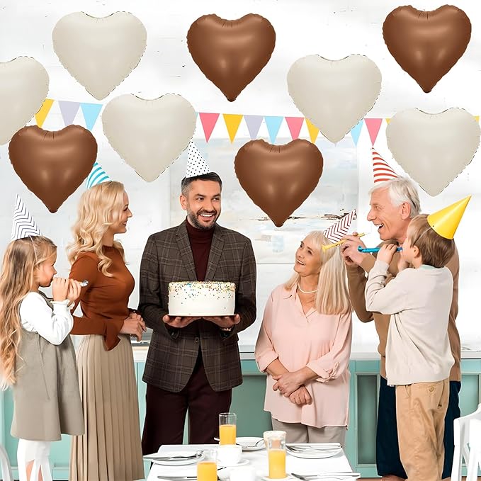 Sand White Brown Heart Balloons - Image 3