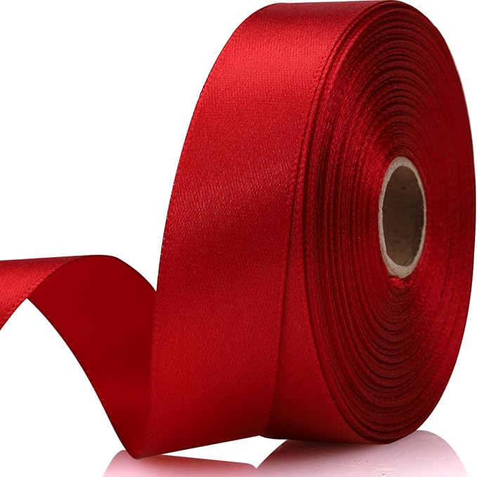 Wine red Ribbon 7/8 Inch 30 Yards Satin Craft Ribbon-Single Face Polyester by Unknown