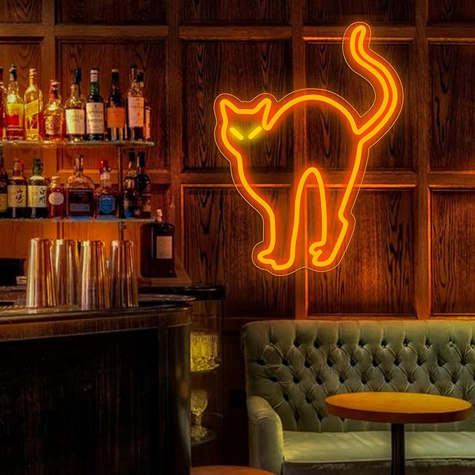 Halloween Orange Cat Neon Signs - Image 2