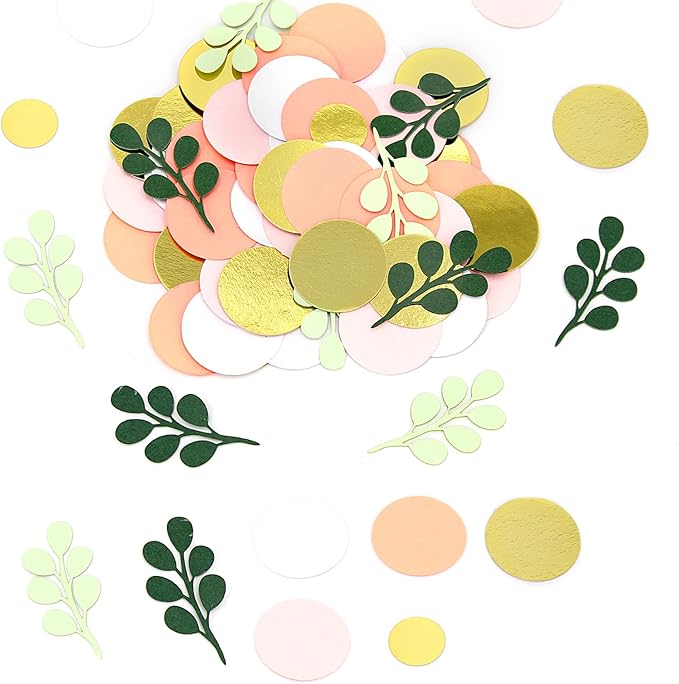 300PC Sage Green Gold Pink Round Dots Confetti - Image 6
