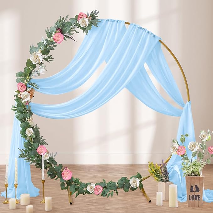 Baby Blue Wedding Arch Draping Fabric 2 Panels 29" x 20 FT Blue Wedding Drapes - Image 3
