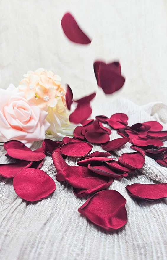 ZOOYOO 200Pcs Burgundy Silk Rose Flower Petals - Image 3