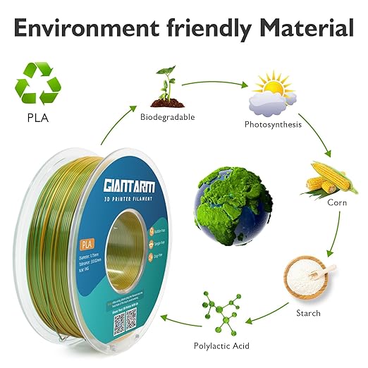 GIANTARM Dual Color PLA Filament, Silk PLA Filament 1.75mm +/-0.02mm, 1KG Spool - Image 5