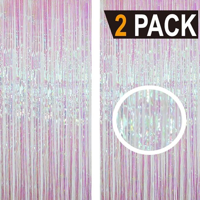 GOER 6.4 ft x 9.8 ft Metallic Tinsel Foil Fringe Curtains, Graduation - Image 2