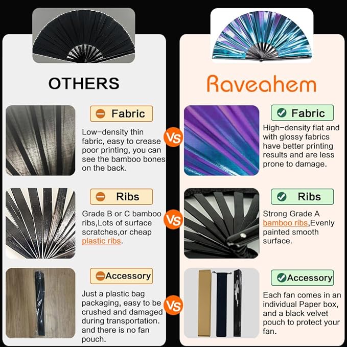 Large Rave Fan, Clack Folding Hand Fan - Image 6