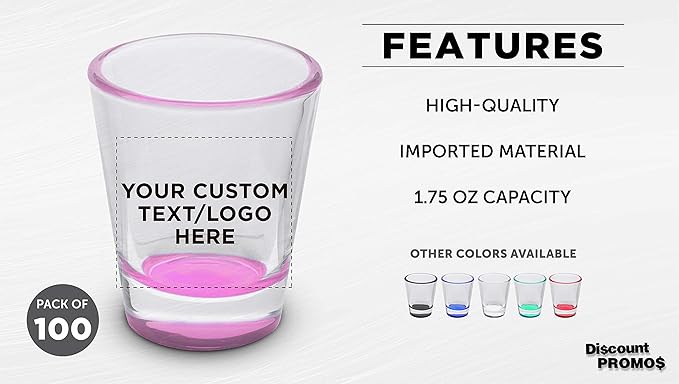 Custom Shot Glasses 1.75 oz. Set of 100, Personalized Bulk Pack - Image 2