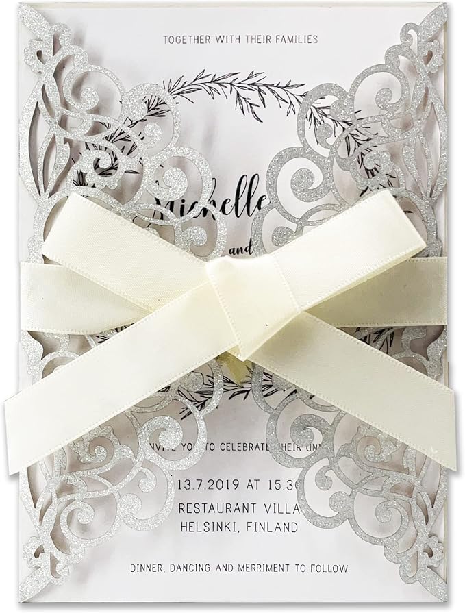 50Pcs Laser Cut Wedding Invitation by Fashmade