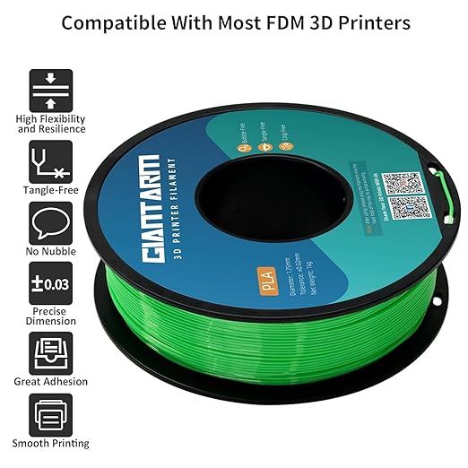 GIANTARM PLA Filament 2KG, Neatly Wound Green PLA 2pcs 1kg Spool, Dimensional - Image 2