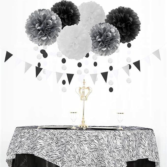 Black White Silver Party-Decorations Streamers - Image 5