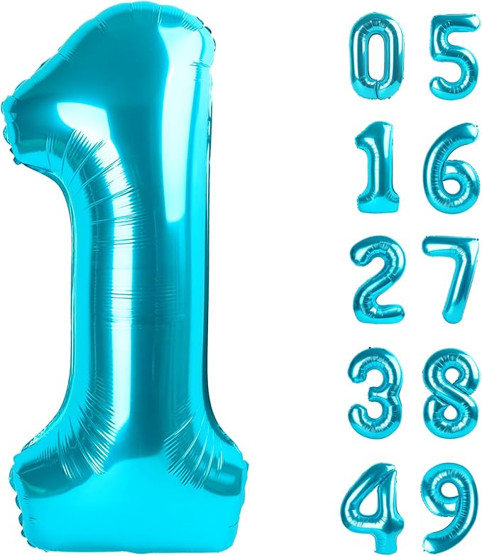 Blue Number 1 Balloon 40 inch, Number 1 Birthday Balloon by Upgesy